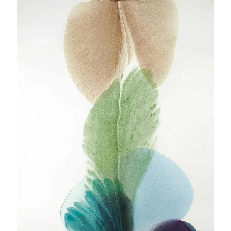 Benutzerdefinierte Illustration Art-Déco-Wandbild-Tapete mit Blütenblattmalerei, Blau-Gelb-Grün Clearhalo