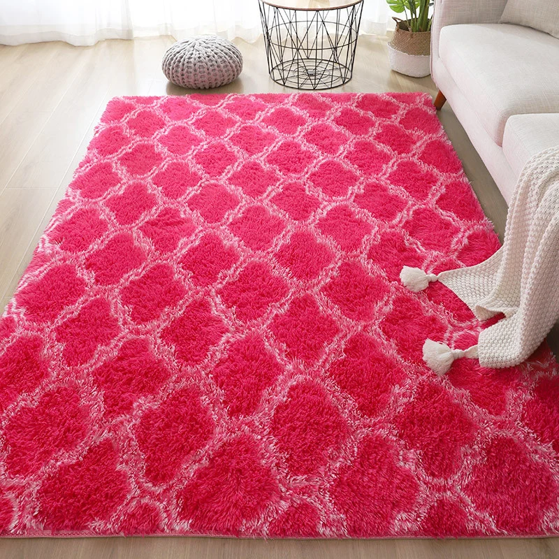 Beruhigender, lässiger Teppich mit rot-weißem Karomuster, Teppich aus Polyester mit rutschfester Rückseite für die Heimdek...