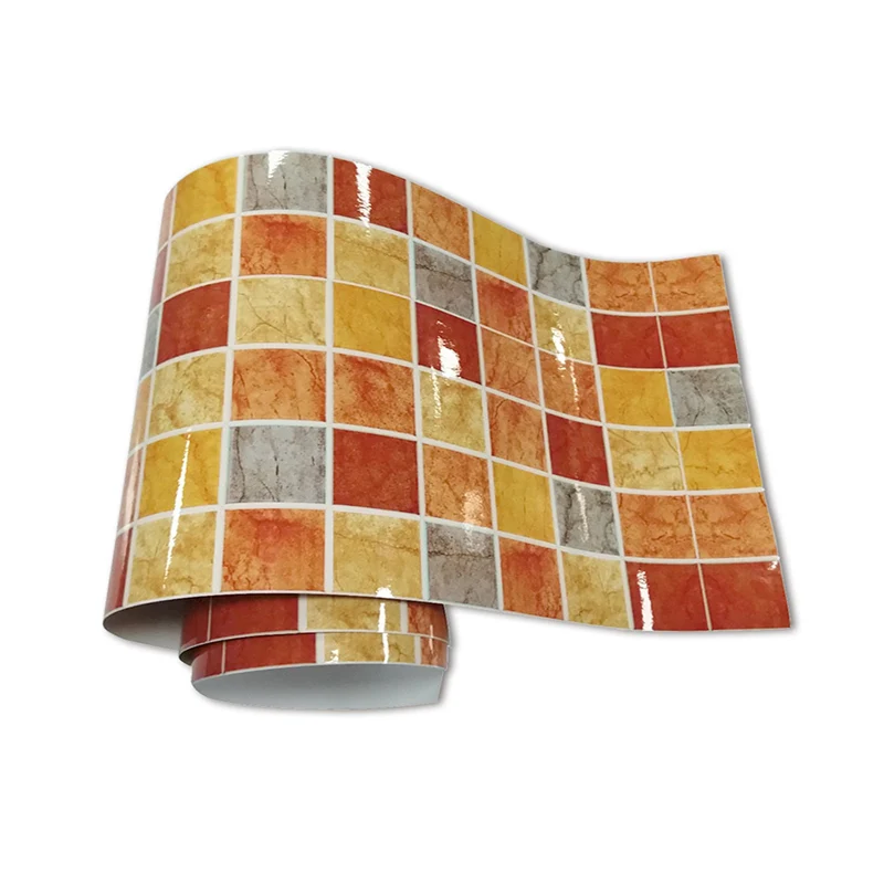 Böhmische Mosaik-Fliesen-Tapetenbordüre, orange-gelbe Pick-Up-Sticks, Wandverkleidung für Zimmer Clearhalo