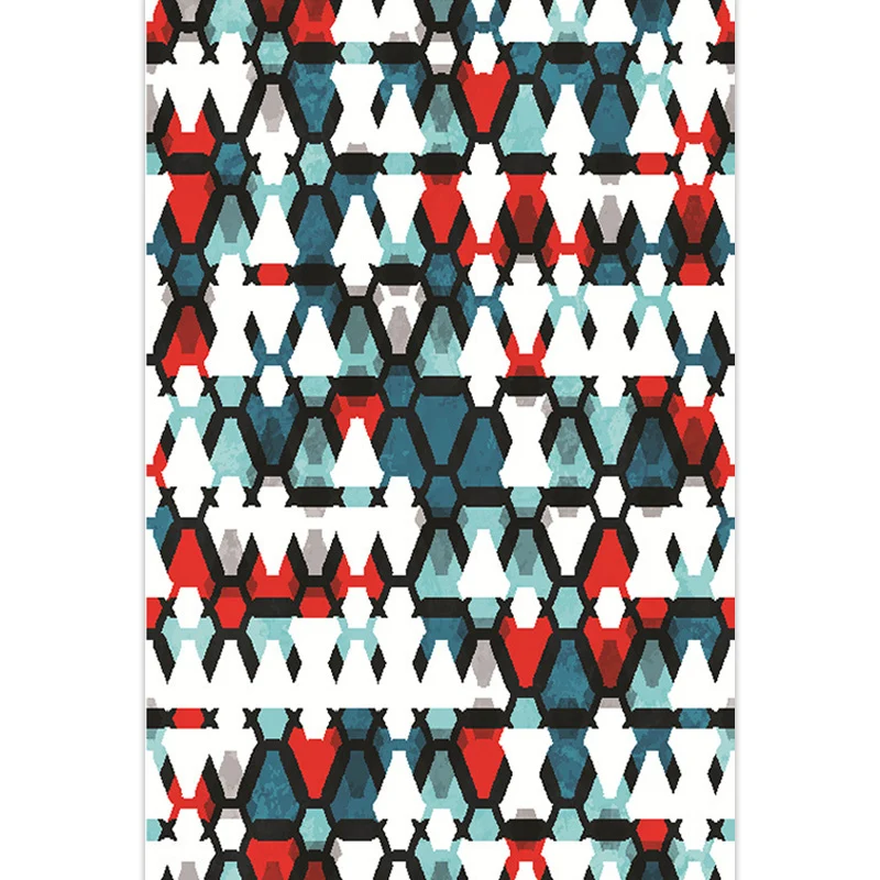 Böhmischer Stammes-Teppich mit geometrischem Muster, mehrfarbiger Polyester-Teppich, waschbarer, haustierfreundlicher, rut...