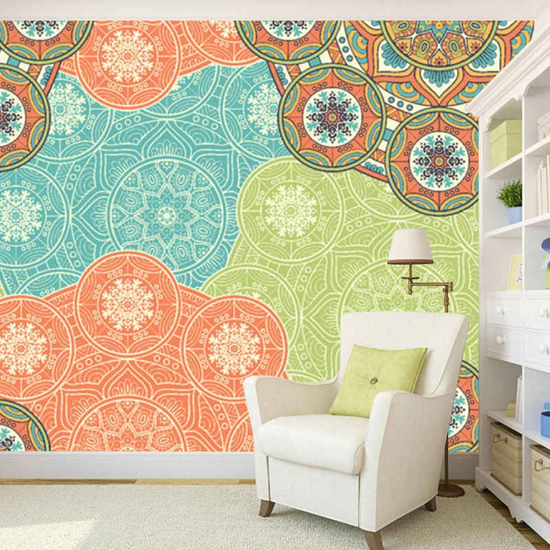 Böhmisches Sonnenblumen-Wandbild, orange-blaue abstrakte Wandverkleidung für das Wohnzimmer Clearhalo