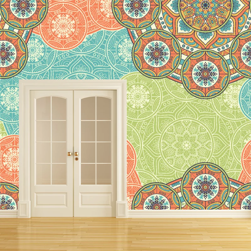 Böhmisches Sonnenblumen-Wandbild, orange-blaue abstrakte Wandverkleidung für das Wohnzimmer Clearhalo