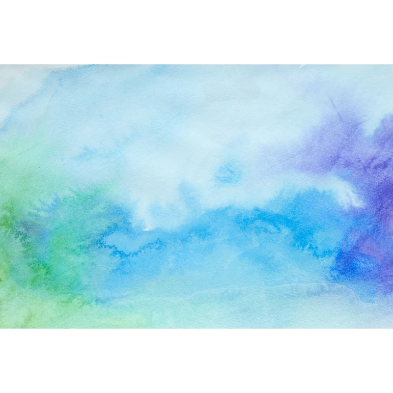 Blaue Aquarell-Wandtapete, feuchtigkeitsbeständig, moderne Schlafzimmer-Wandkunst, individuelle Größe Clearhalo