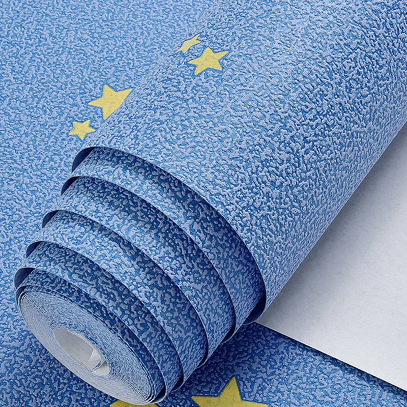 Blaue leuchtende Stern-Tapetenrolle, wasserdichte Wanddekoration für Kinder, 33 Fuß x 20,5 Zoll Clearhalo
