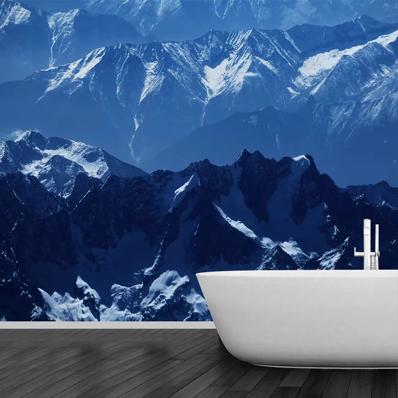 Blaue Schneeberg-Wandtapete, Landschaft, schmutzabweisend, modernistische Wanddekoration für Zuhause Clearhalo
