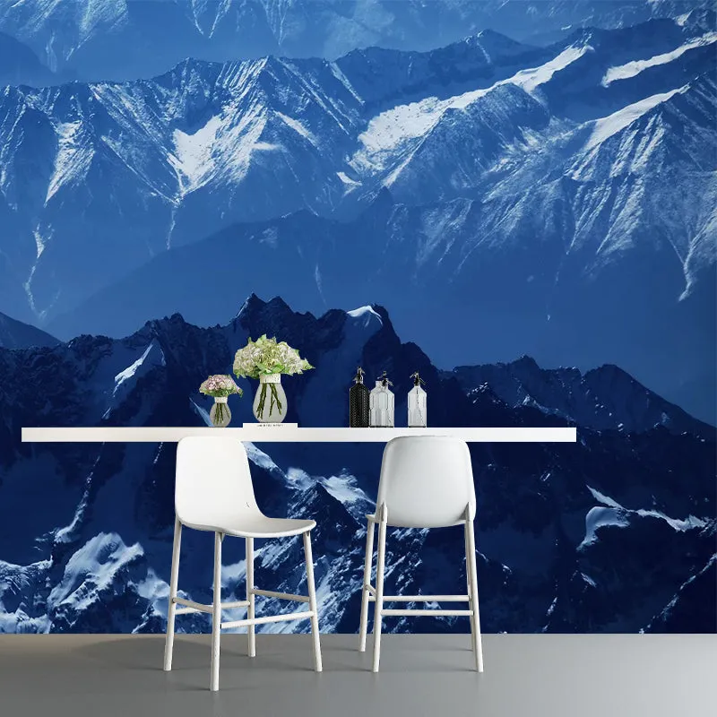 Blaue Schneeberg-Wandtapete, Landschaft, schmutzabweisend, modernistische Wanddekoration für Zuhause Clearhalo