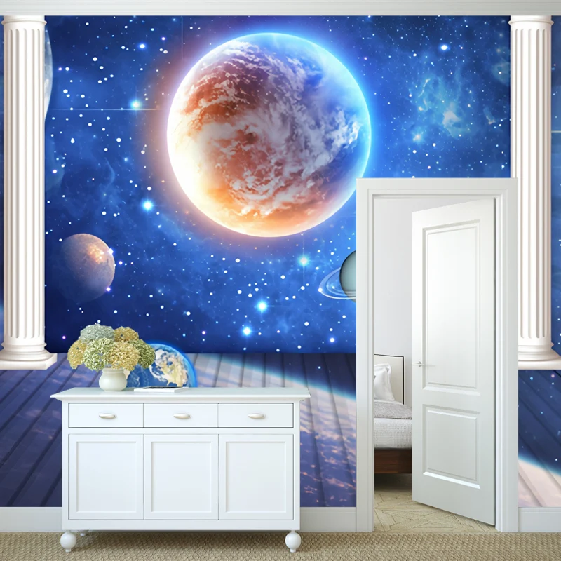 Blaue Säule und Galaxie-Wandbild, schmutzabweisende Wandkunst für die Dekoration von Büroräumen Clearhalo
