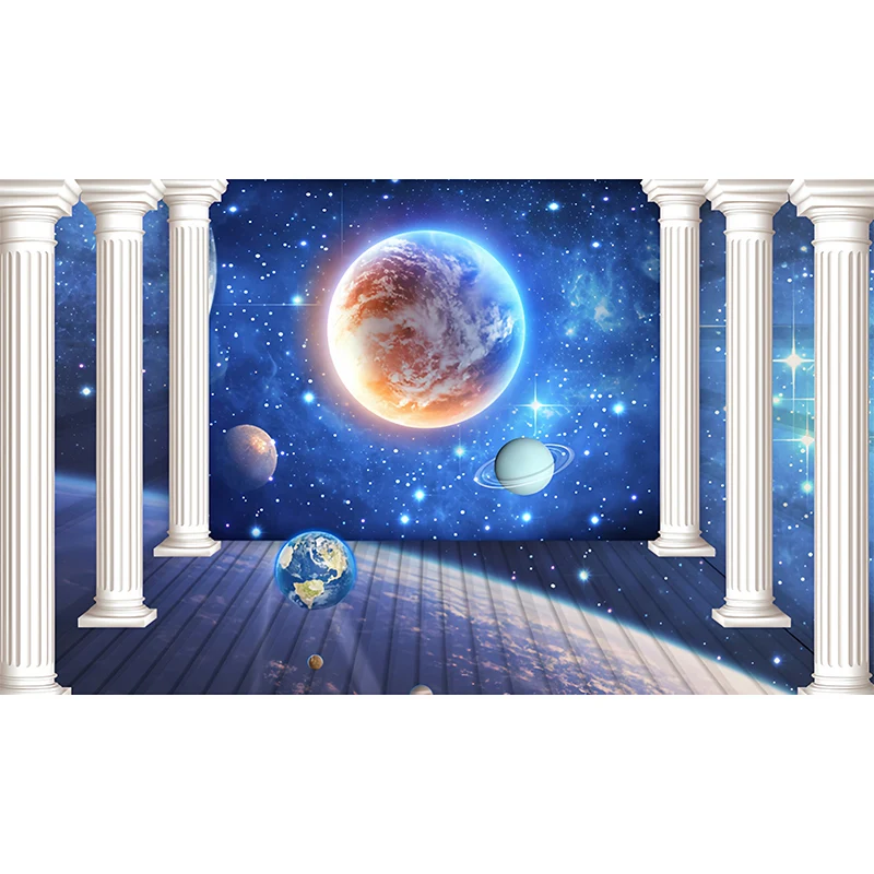 Blaue Säule und Galaxie-Wandbild, schmutzabweisende Wandkunst für die Dekoration von Büroräumen Clearhalo
