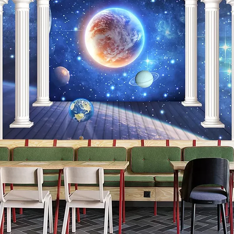 Blaue Säule und Galaxie-Wandbild, schmutzabweisende Wandkunst für die Dekoration von Büroräumen Clearhalo