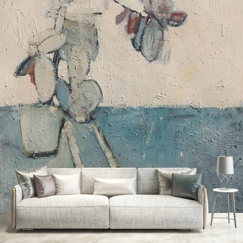 Blaue und braune Skeleton Murals Tapete, schmutzabweisende Wandverkleidung für das Wohnzimmer Clearhalo