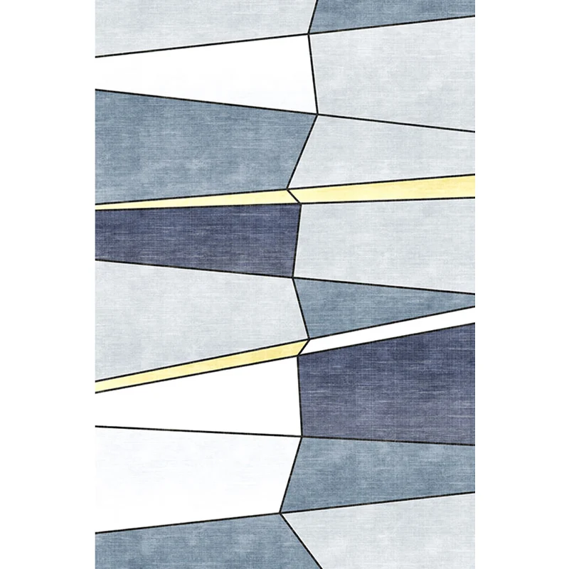 Blauer modernistischer Teppich aus Polyester im Farbblock-Design, haustierfreundlich, waschbar, rutschfester Teppich für d...