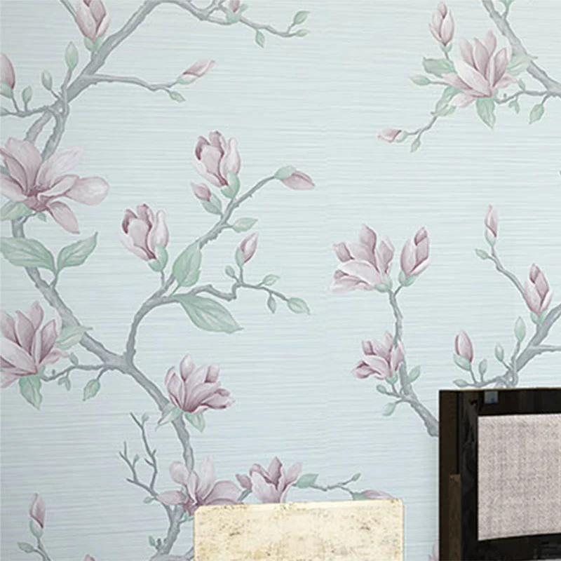Blühende Magnolien-Wandkunst, Aqua-Vliesstoff-Tapete für Heimdekoration, 20,5 Zoll x 33 Fuß Clearhalo