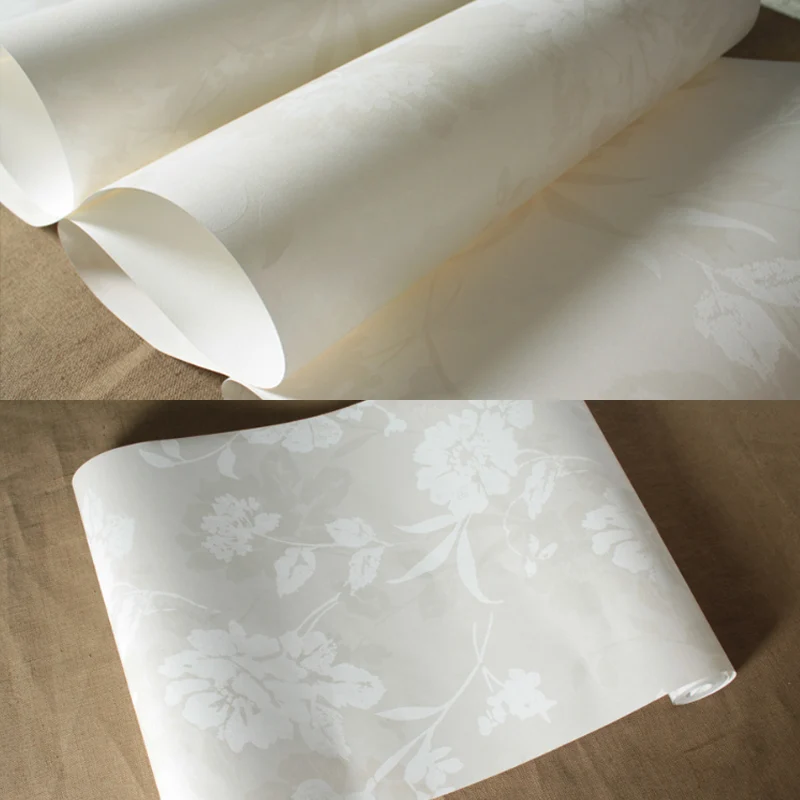 Blühende Pfingstrosen-Tapetenrolle, hellgrau, rustikale Wandverkleidung für das Wohnzimmer Clearhalo