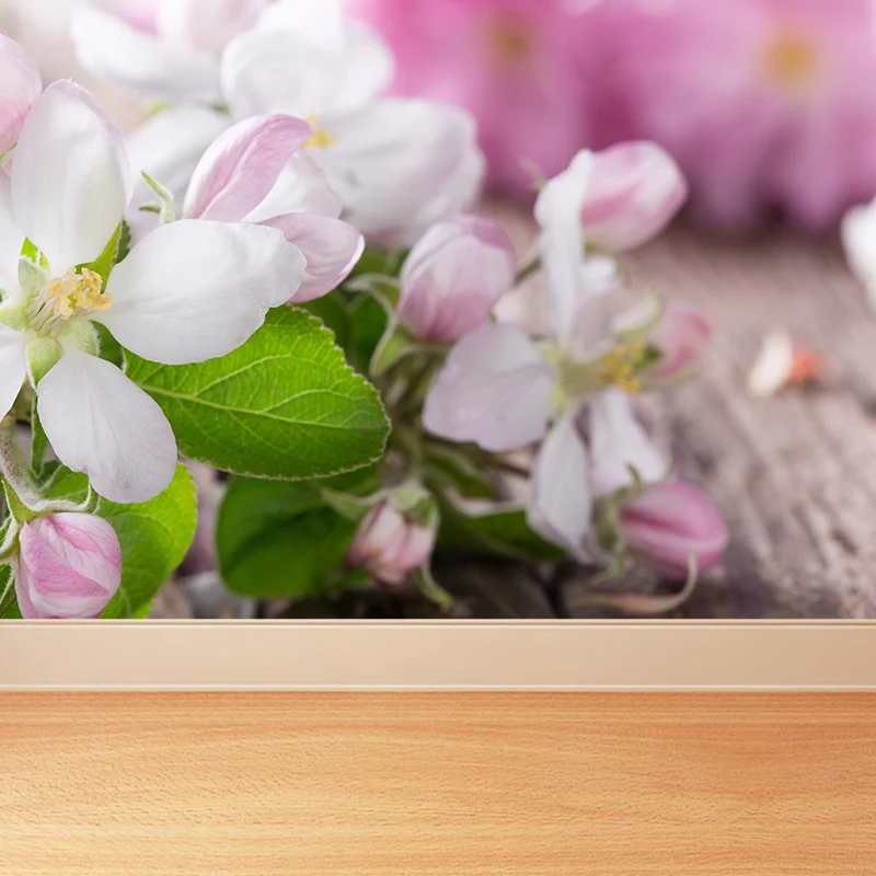 Blumengrafische Wandtapete Rosa, dekorative Wandverkleidung für das Wohnzimmer, nach Maß gefertigt Clearhalo