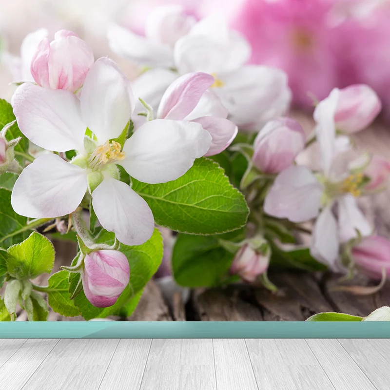 Blumengrafische Wandtapete Rosa, dekorative Wandverkleidung für das Wohnzimmer, nach Maß gefertigt Clearhalo