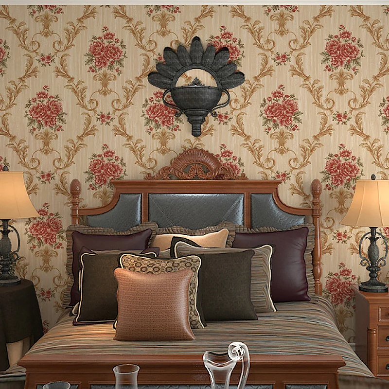 Blumen-Pfingstrosen-Tapetenrolle, ländliche Vinyl-Wandkunst sanften Farben für Schlafzimmer Clearhalo