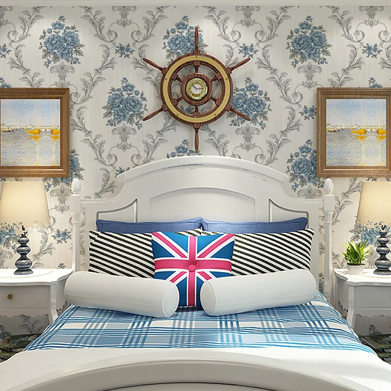 Blumen-Pfingstrosen-Tapetenrolle, ländliche Vinyl-Wandkunst sanften Farben für Schlafzimmer Clearhalo