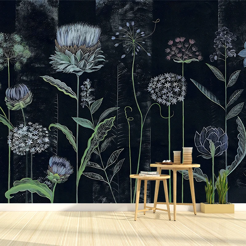 Blumen-Skizzen-Tapeten-Wandbilder, trendige, wasserdichte Wohnzimmer-Wanddekoration, individuelle Größe erhältlich Clearhalo