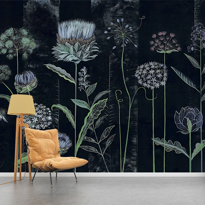 Blumen-Skizzen-Tapeten-Wandbilder, trendige, wasserdichte Wohnzimmer-Wanddekoration, individuelle Größe erhältlich Clearhalo
