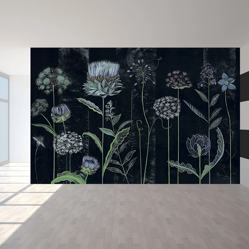 Blumen-Skizzen-Tapeten-Wandbilder, trendige, wasserdichte Wohnzimmer-Wanddekoration, individuelle Größe erhältlich Clearhalo