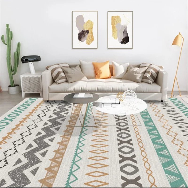 Boho-Chic Wave Diamond Triangle-Teppich Hellgrün, Bohemian-Teppich, Polyester-Teppich mit rutschfester Rückseite für das A...