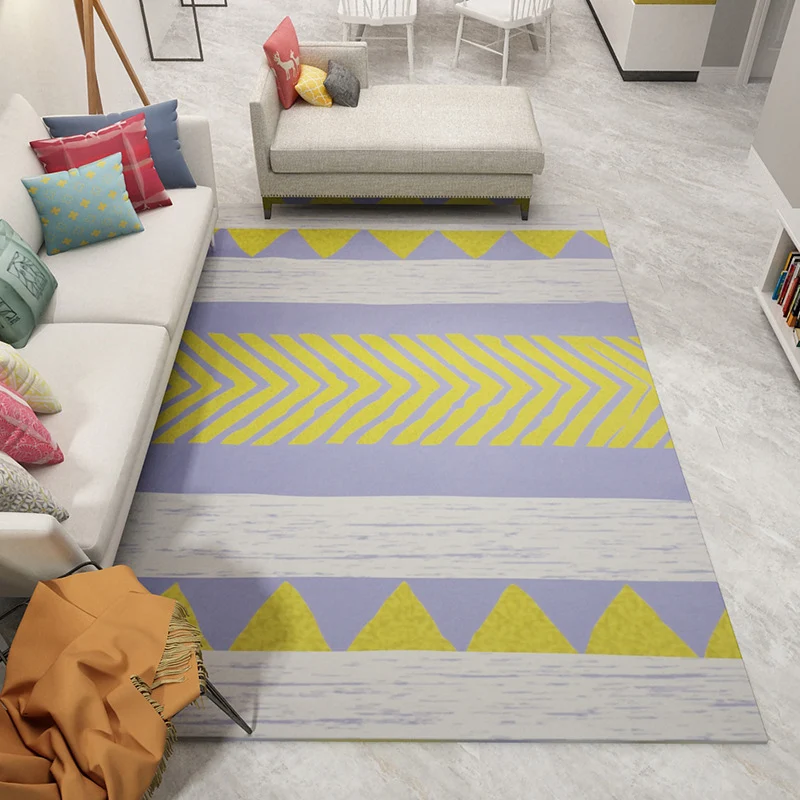 Boho-Wohnzimmerteppich, mehrfarbig, geografisch bedruckter Flächenteppich, synthetischer, schmutzabweisender, waschbarer,...