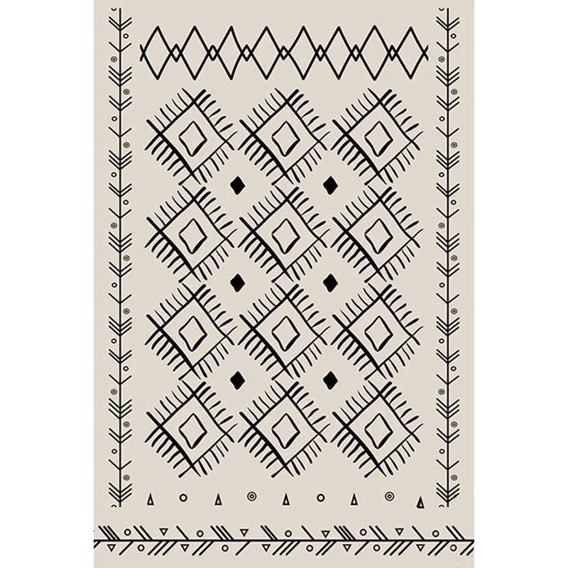 Boho-Wohnzimmerteppich, mehrfarbig, geometrisches Muster, Flachs, umweltfreundlich, handgefertigter Teppich mit Quaste Cle...