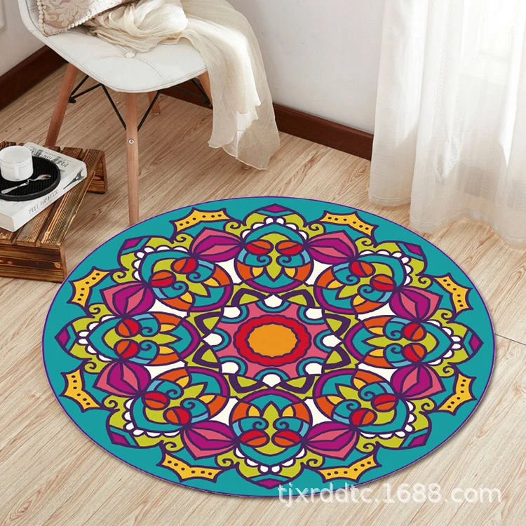 Boho-Wohnzimmerteppich, mehrfarbiger Teppich mit Blumenmuster, Synthetik, schmutzabweisend, rutschfest, haustierfreundlich...