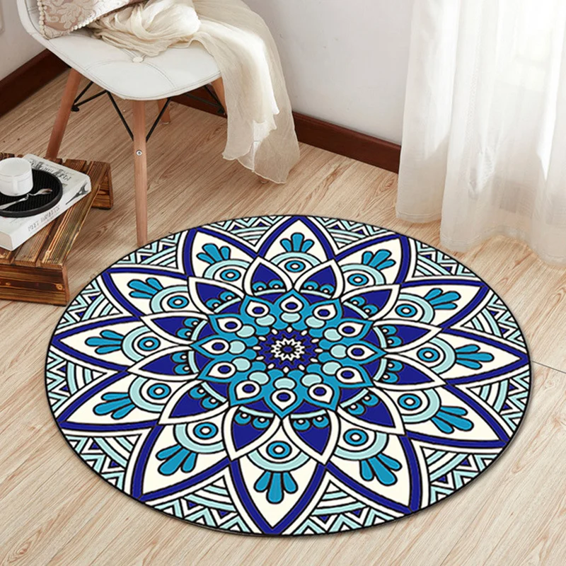 Boho-Wohnzimmerteppich, mehrfarbiger Teppich mit Blumenmuster, Synthetik, schmutzabweisend, rutschfest, haustierfreundlich...