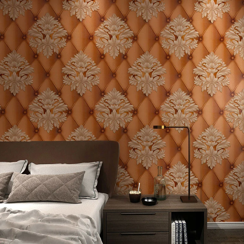 Braune nostalgische Wandkunst, 33' x 20,5" Federoberfläche und 3D-Blumen-Tapetenrolle für Akzentwände Clearhalo