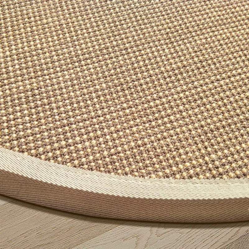Brauner Wohnzimmerteppich, rustikaler Teppich mit Kreismuster, Sisal, waschbar, rutschfeste Unterseite, haustierfreundlich...