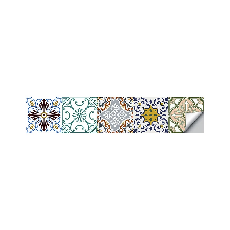 Braunes Blumen-Tapetenpaneel-Set, Mosaikfliesen, selbstklebende Bohemia-Wanddekoration für das Esszimmer Clearhalo