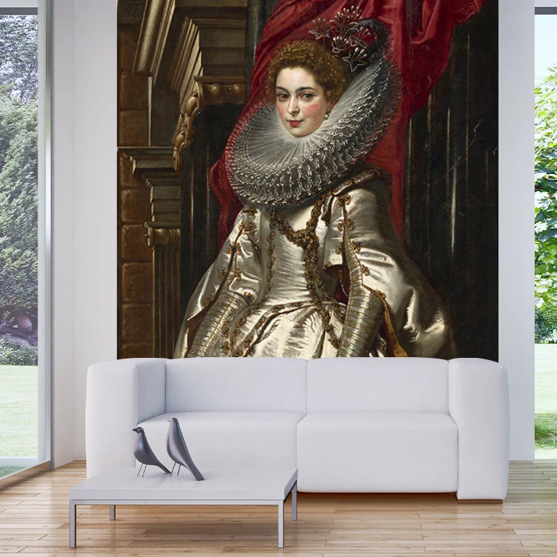 Braunes Porträt von Marchesa, schmutzabweisende viktorianische Wandverkleidung für das Wohnzimmer Clearhalo