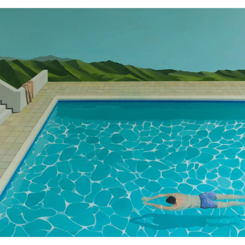 Brustschwimmen-Wandbild-Tapete, blaue künstlerische Wandverkleidung für das Wohnzimmer Clearhalo