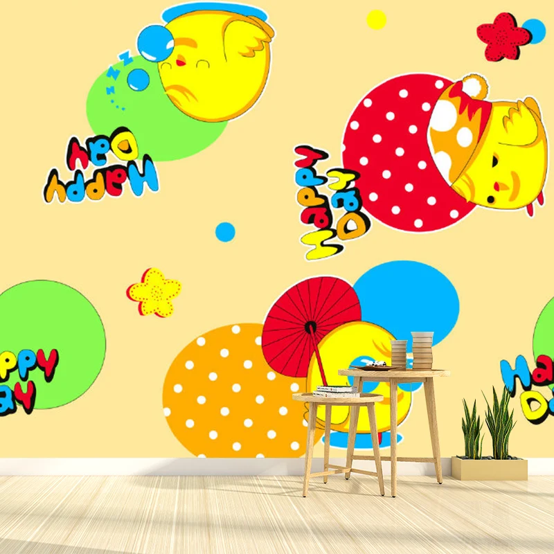 Bunte Küken-Tapeten-Wandbilder, Punktmuster, feuchtigkeitsbeständige Wandverkleidung für Kinderzimmer Clearhalo