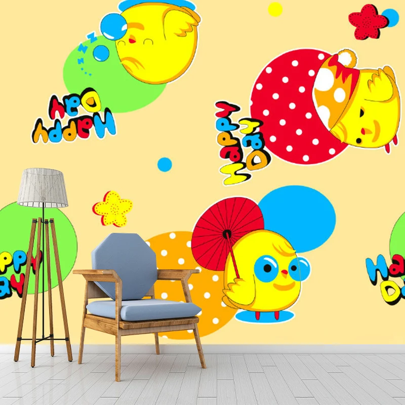 Bunte Küken-Tapeten-Wandbilder, Punktmuster, feuchtigkeitsbeständige Wandverkleidung für Kinderzimmer Clearhalo