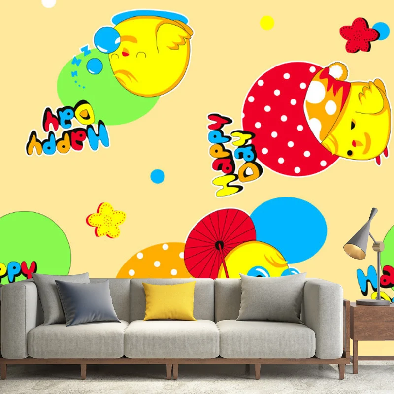 Bunte Küken-Tapeten-Wandbilder, Punktmuster, feuchtigkeitsbeständige Wandverkleidung für Kinderzimmer Clearhalo