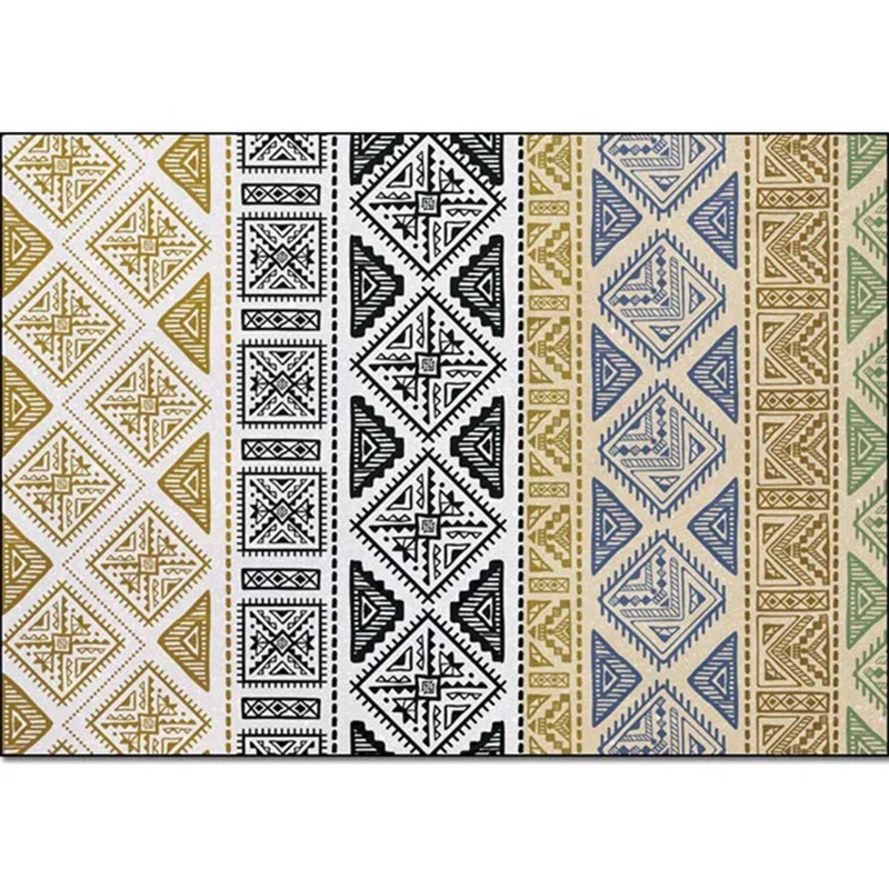 Bunter Schlafzimmerteppich, südwestliche Geometrie, gestreift, Rautenmuster, Teppich aus Polyester, maschinenwaschbar Clea...
