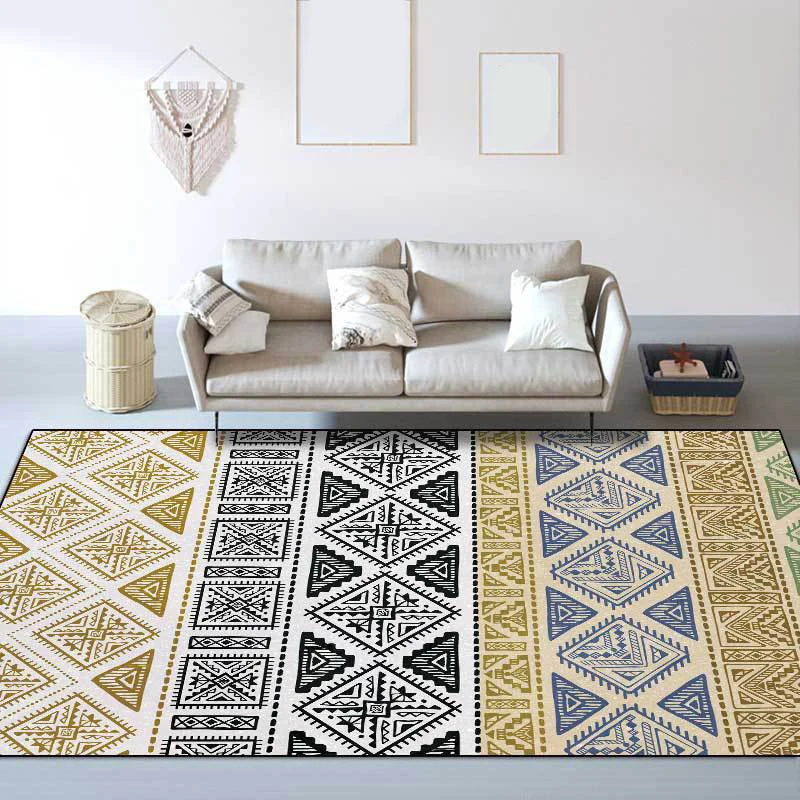 Bunter Schlafzimmerteppich, südwestliche Geometrie, gestreift, Rautenmuster, Teppich aus Polyester, maschinenwaschbar Clea...