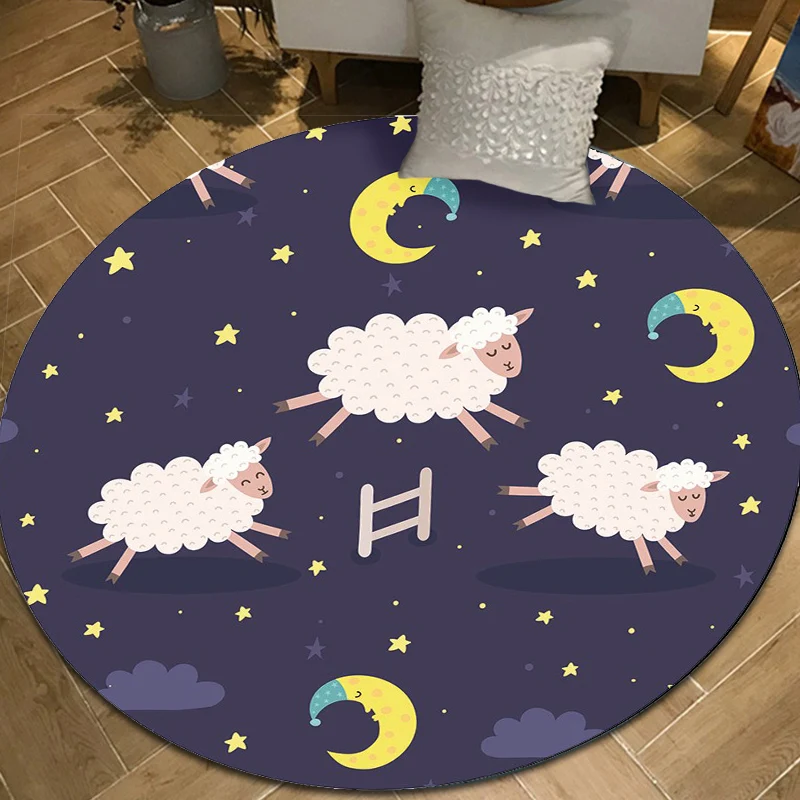 Cartoon-Kinderzimmerteppich, dunkle Farbe, Tierland-Teppich, Polyester, haustierfreundlich, rutschfester Teppich Clearhalo
