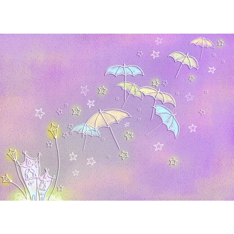Cartoon-Wandbilder für Kinder mit Regenschirm und Sternenmuster, lila Wanddekoration Clearhalo