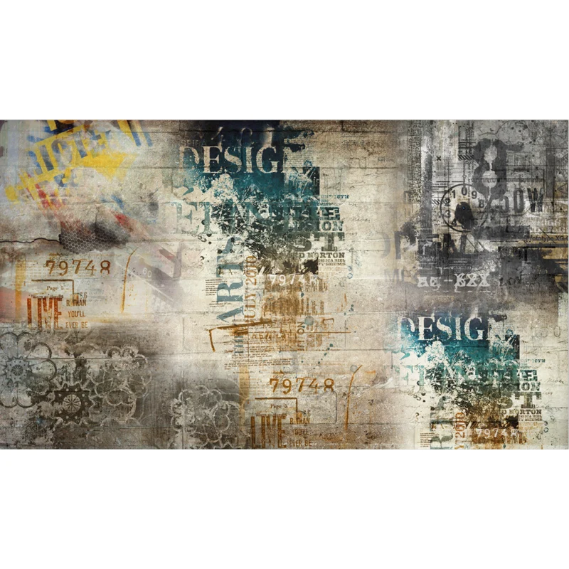 Coole Graffiti-Wandtapete für Jungenschlafzimmer, Wandverkleidung aus Kunstmetall, nach Maß gefertigt Clearhalo