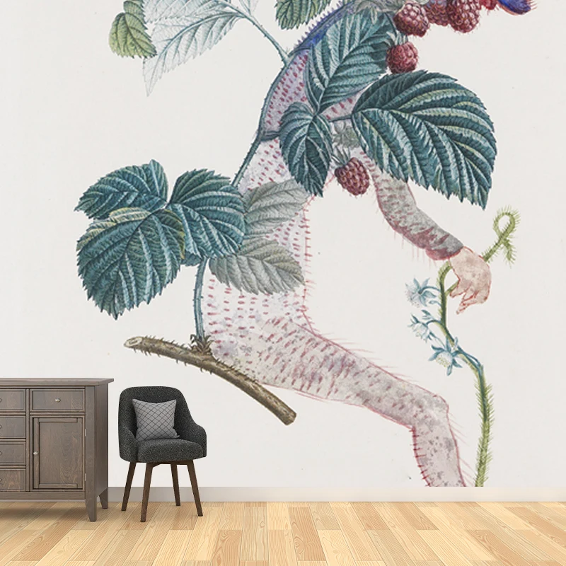 Dali Pflanzenmalerei Wandtattoo Surrealismus Glatte Wanddekoration Grün für Wohnzimmer Clearhalo