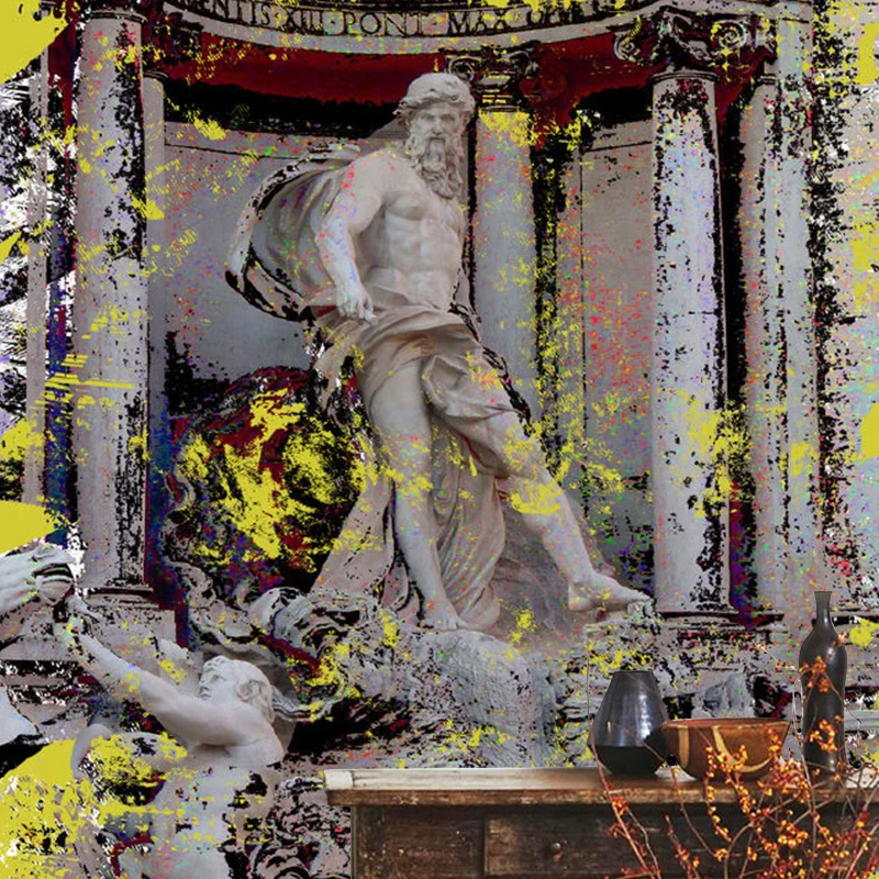 Dekorative römische Statue-Wandtapete personalisierter Größe, Vintage-Wandverkleidung für Akzentwände Clearhalo