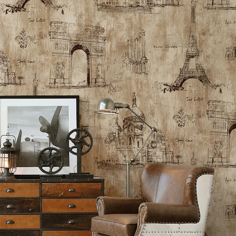 Dekorative Vinyl-Tapete mit Eiffelturm, nordische Altbau-Wanddekoration, 21 Zoll x 33 Fuß Clearhalo