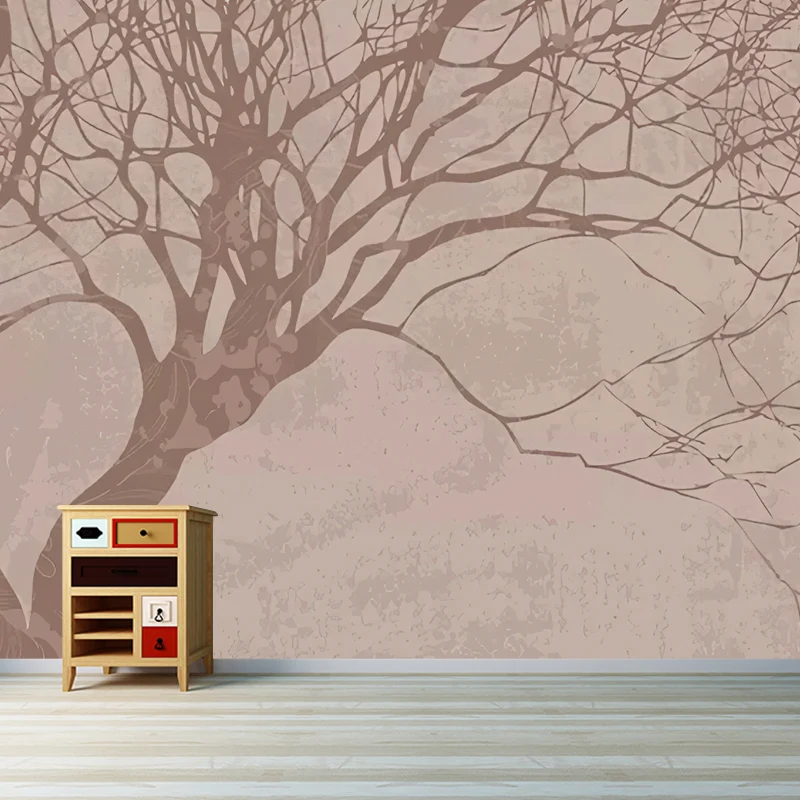 Distressed Tree Wanddekoration für Akzentwand, Kaffeefarbe, personalisierte Größe erhältlich Clearhalo