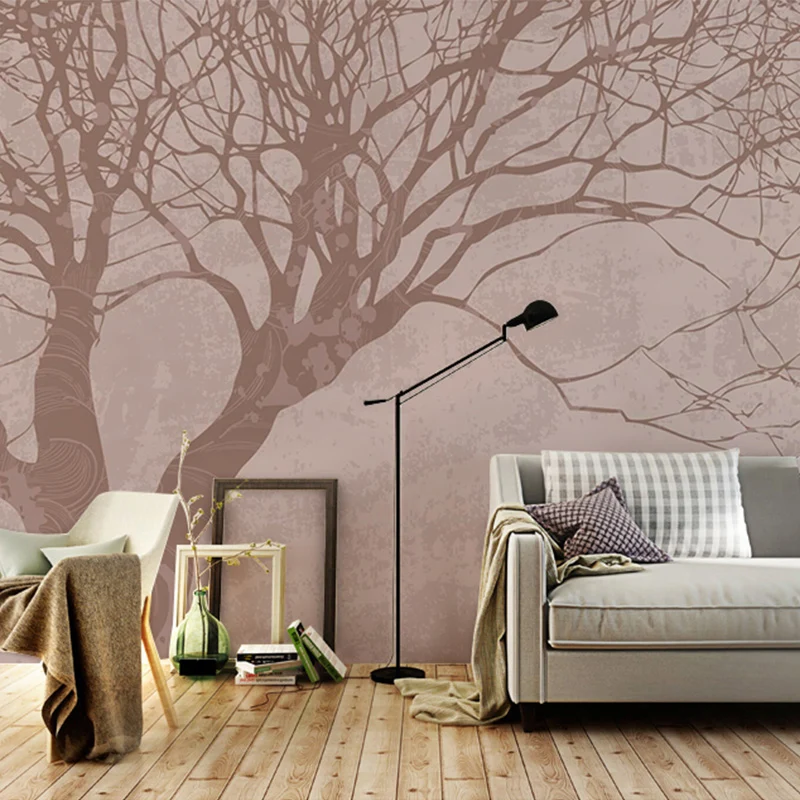 Distressed Tree Wanddekoration für Akzentwand, Kaffeefarbe, personalisierte Größe erhältlich Clearhalo