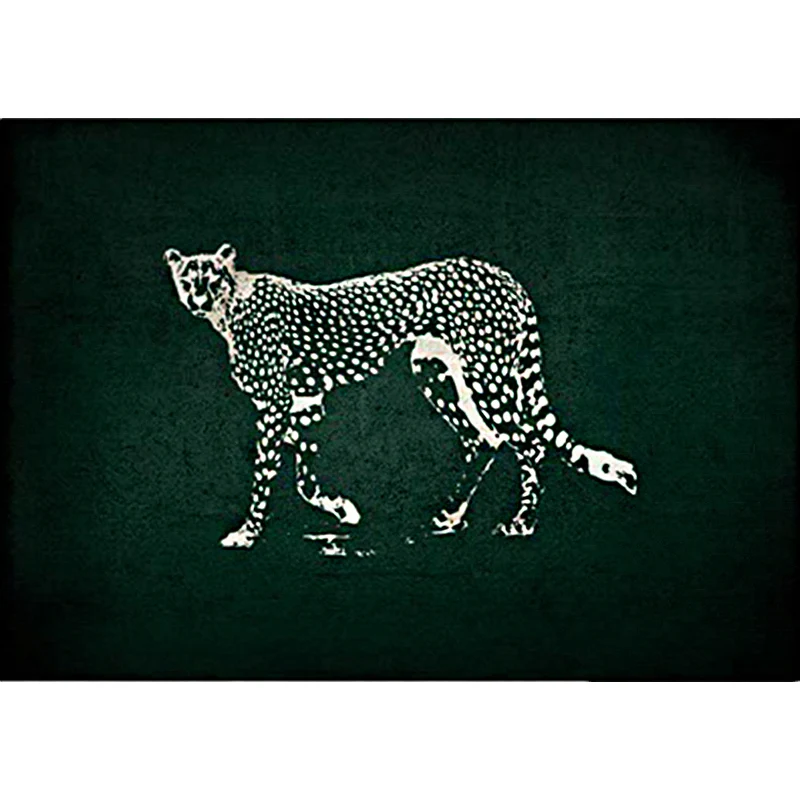 Dunkelgrüner zeitgenössischer Teppich aus Polyester mit Gepardenmuster, waschbarer, rutschfester Teppich für das Wohnzimme...
