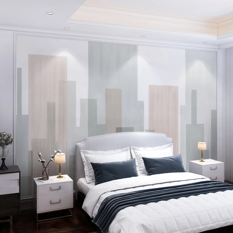 Einfache Farbblock-Wandtapete für Schlafzimmer, moderne Wandverkleidung, nach Maß Clearhalo