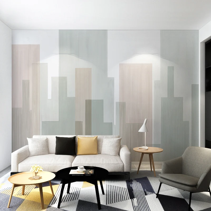 Einfache Farbblock-Wandtapete für Schlafzimmer, moderne Wandverkleidung, nach Maß Clearhalo